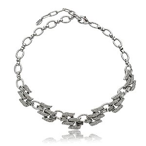 Colar choker Claudia Arbex elos cristais prata vintage