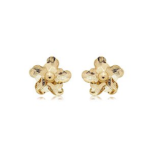 Brinco flor ouro semijoia BZ21132AU