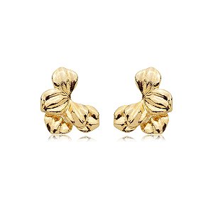 Brinco pétalas ouro semijoia BZ21286AU