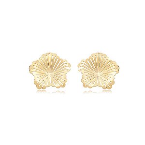 Brinco flor ouro semijoia 1064