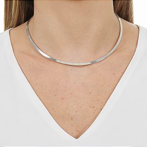 Colar choker ródio semijoia 9003