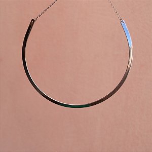 Colar aro choker metal ródio negro semijoia 7299