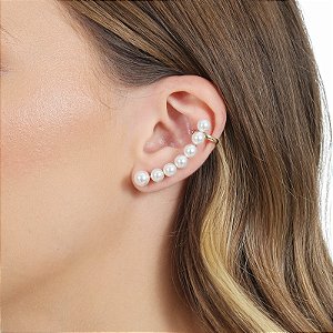 Brinco ear cuff pérolas ouro semijoia BA 5152