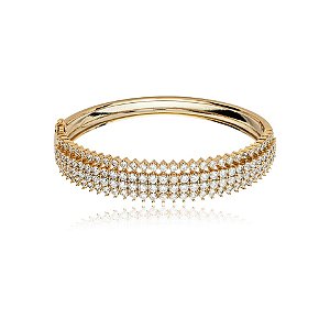 Bracelete zircônia ouro semijoia 3114101