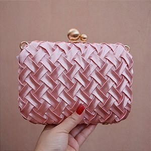 Clutch cetim entrelaçado rosa SW-0033