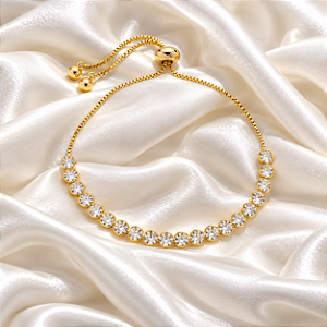 Pulseira riviera gravatinha zircônia ouro semijoia PU 884