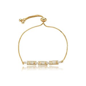 Pulseira gravatinha zircônia ouro semijoia PU 886