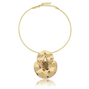 Colar Fabrizio Giannone aro orquídea pedra natural quartzo fumê ouro semijoia