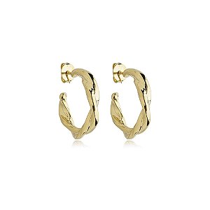 Brinco argolinha torcida ouro semijoia 45068