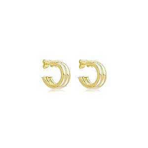 Brinco argolinha tubo duplo ouro semijoia 3746101