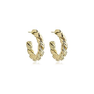 Brinco argolinha torcida ouro semijoia 3745201