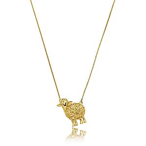 Colar ovelha zircônia ouro semijoia