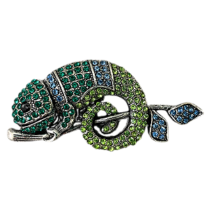 Broche magnético camaleão cristais verde