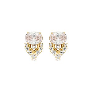 Brinco cacho zircônia ouro semijoia BA 5253