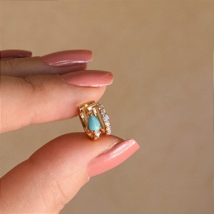 Piercing de encaixe individual cristal gota azul zircônia ouro semijoia