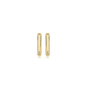 Brinco canudo zircônia ouro semijoia BZ21567AU