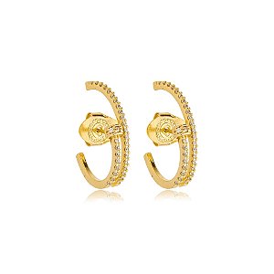 Brinco ear hook zircônia ouro semijoia BZ21547AU