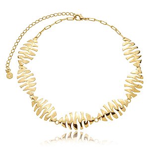 Colar choker zig zag ouro semijoia CZ21438AU