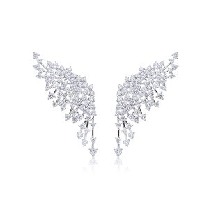 Brinco ear cuff asas zircônia ródio semijoia