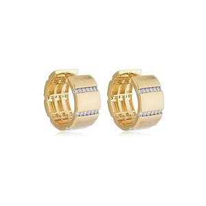 Brinco argolinha zircônia ouro fosco semijoia