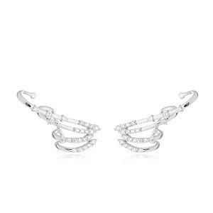 Brinco ear cuff zircônia ródio semijoia