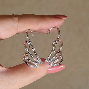 Brinco ear cuff zircônia ródio semijoia