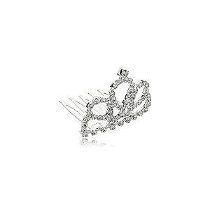 Pente mini coroa strass prateado 1773304
