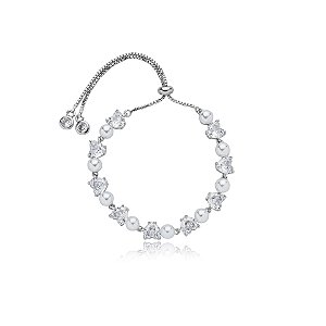 Pulseira gravatinha corações pérolas zircônia ródio semijoia 23k04008