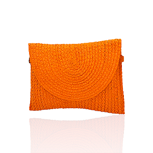 Bolsa carteira palha laranja