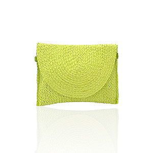 Bolsa carteira palha verde limão claro