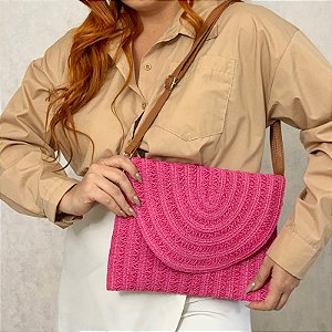 Bolsa carteira palha pink