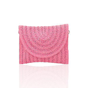 Bolsa carteira palha rosa