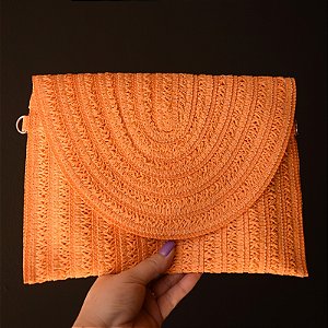 Bolsa carteira palha laranja