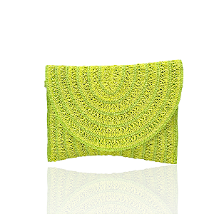 Bolsa carteira palha verde limão