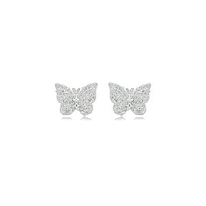 Brinco borboleta zircônia prata 925 5158905