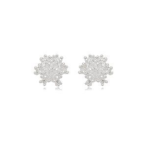 Brinco flor zircônia prata 925 5580905