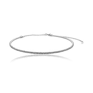 Colar aro choker zircônia ródio semijoia 7763