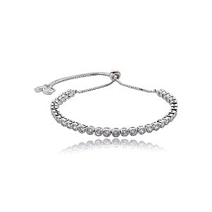 Pulseira gravatinha cristal ródio semijoia SL-33