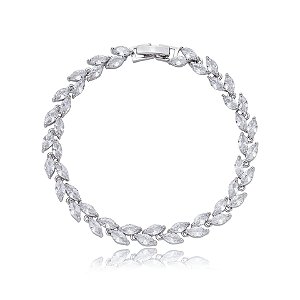 Pulseira zircônia navete ródio semijoia SL-220515