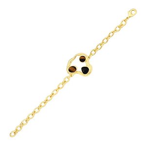 Pulseira orgânica pedras naturais olho de tigre e ágata preta ouro semijoia