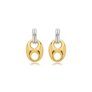 Brinco ouro e ródio semijoia BZ21369AU