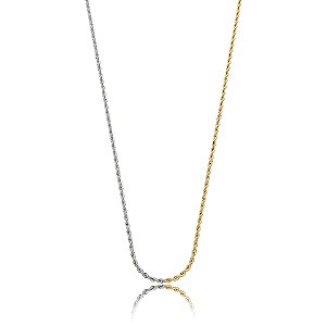 Colar cordão baiano ouro e ródio semijoia CZ20937CL