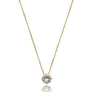 Colar ponto de luz cristal ouro semijoia CZ21682AU