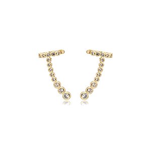 Brinco ear cuff zircônia redonda ouro semijoia 23k03026