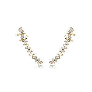 Brinco ear cuff zircônias ouro semijoia 23k05002