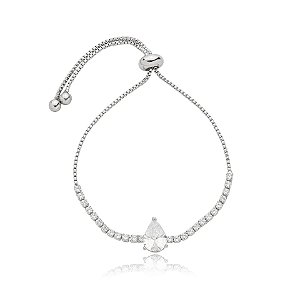 Pulseira gravatinha zircônia gota ródio semijoia FZ 351