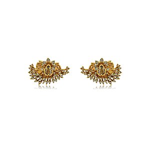 Brinco ear jacket Claudia Arbex cristais fumê ouro vintage