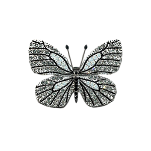 Broche magnético borboleta cristais branco m