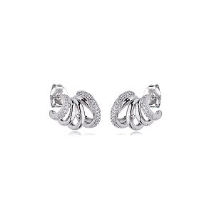 Brinco ear hook aros zircônia ródio semijoia E10383