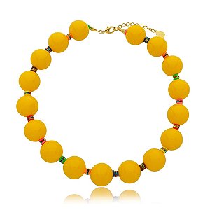 Colar Lázara Design bolas amarelo
